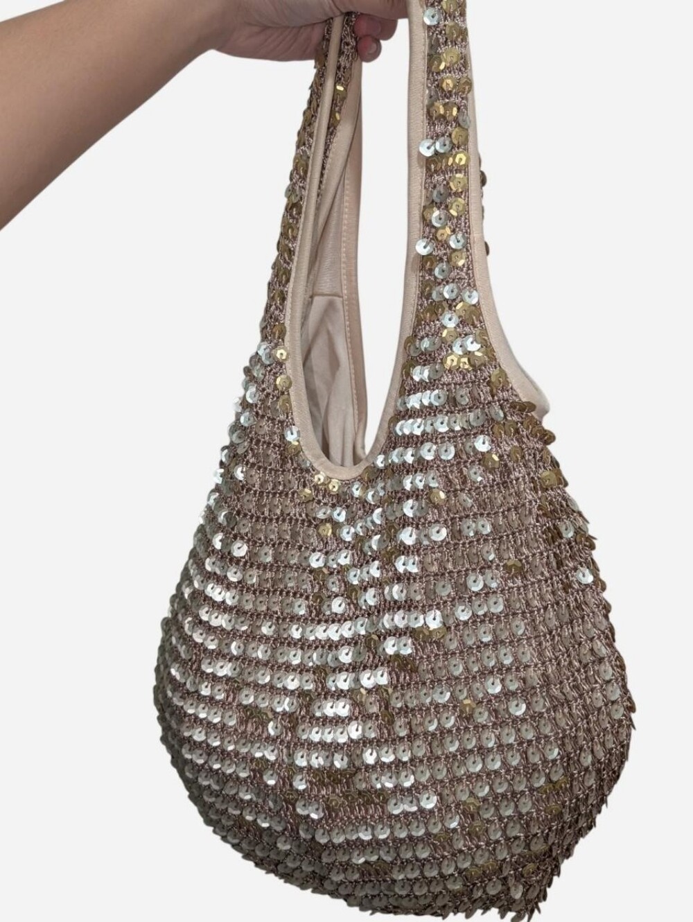 Y2K Bisou Bisou Gold & Silver Sequin Crochet Tote/Hobo Bag ‼️Price is firm